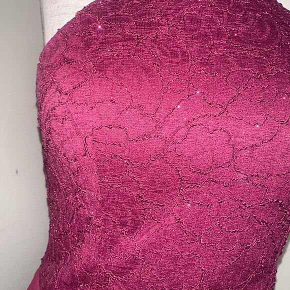 Speechless Prom Hi-Low Open Back A-Line Lace Sparkle Dress Burgundy Sz 9 EUC - Picture 4 of 16